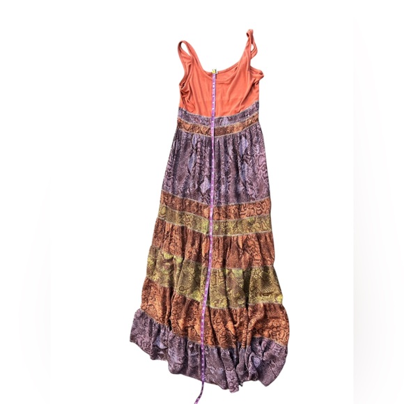 Anthropologie Colima Tiered Maxi Dress M Multicolor‎ Snake Print Boho - Picture 6 of 15